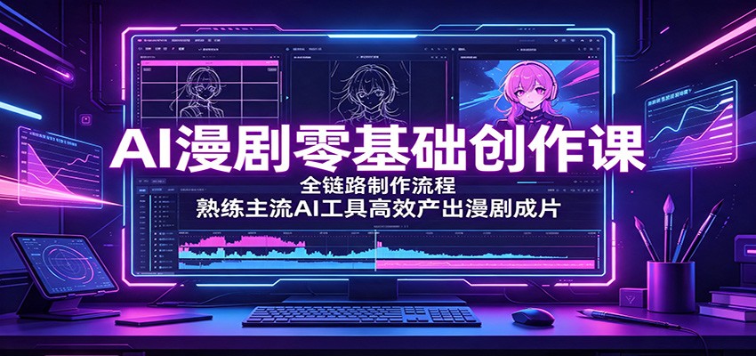 AI漫剧零基础创作课：全链路制作流程，熟练主流AI工具高效产出漫剧成片-MFXUI中国站