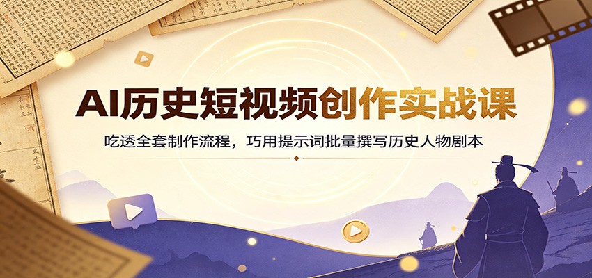 AI历史短视频创作实战课:吃透全套制作流程,巧用提示词批量撰写历史人物剧本-MFXUI中国站