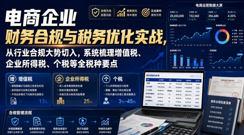 电商企业财务合规与税务优化实战,从行业合规大势切入,系统梳理增值税、企业所得税、个税等全税种要点-MFXUI中国站