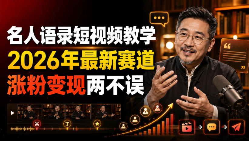 名人语录短视频教学，2026年最新赛道，涨粉变现两不误-MFXUI中国站