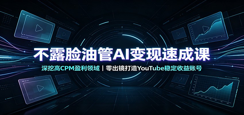 不露脸油管AI变现速成课:深挖高CPM盈利领域,零出镜打造YouTube稳定收益账号-MFXUI中国站