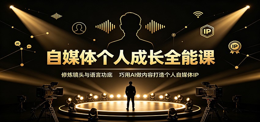 自媒体个人成长全能课：修炼镜头与语言功底，巧用AI做内容打造个人自媒体IP-MFXUI中国站
