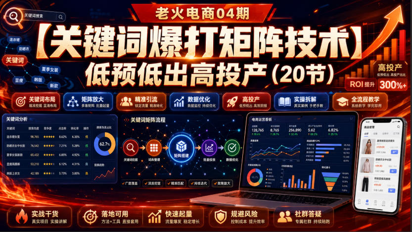 老火电商04期：【关键词爆打矩阵技术】低预低出高投产(20节)-MFXUI中国站