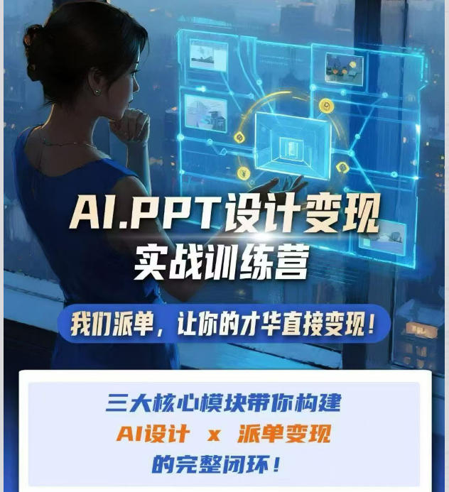 AI+PPT设计变现实战训练营,我们派单,让你的才华直接变现,三大核心模块带你构建Al设计x派单变现的完整闭环-MFXUI中国站