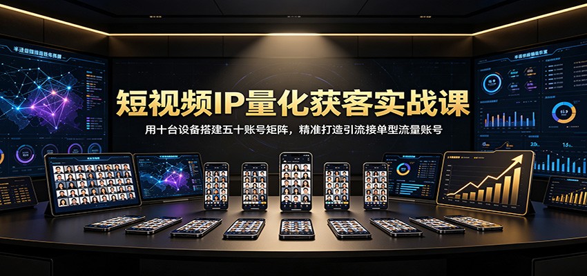 短视频IP量化获客实战课：用十台设备搭建五十账号矩阵，精准打造引流接单型流量账号-MFXUI中国站