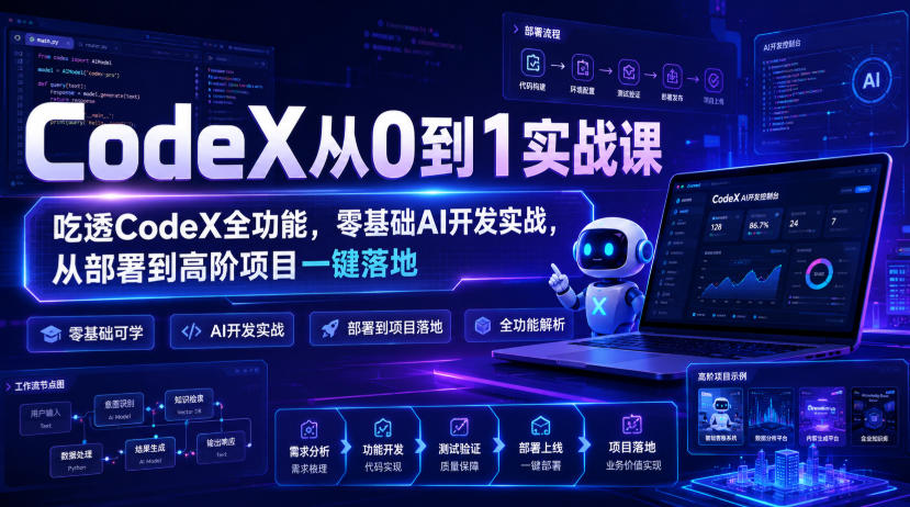 CodeX从0到1实战课,吃透CodeX全功能,零基础AI开发实战,从部署到高阶项目一键落地-MFXUI中国站