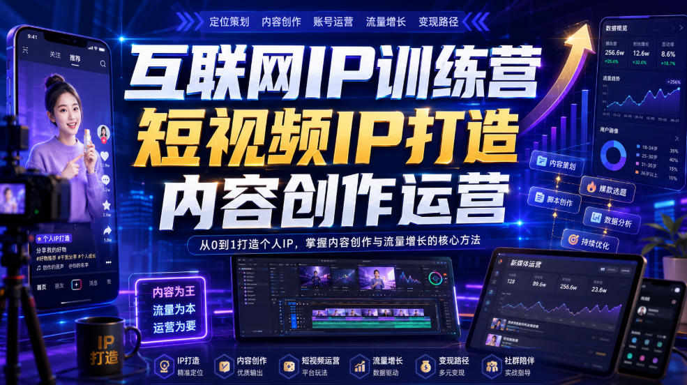 互联网IP训练营，短视频IP打造，内容创作运营-MFXUI中国站