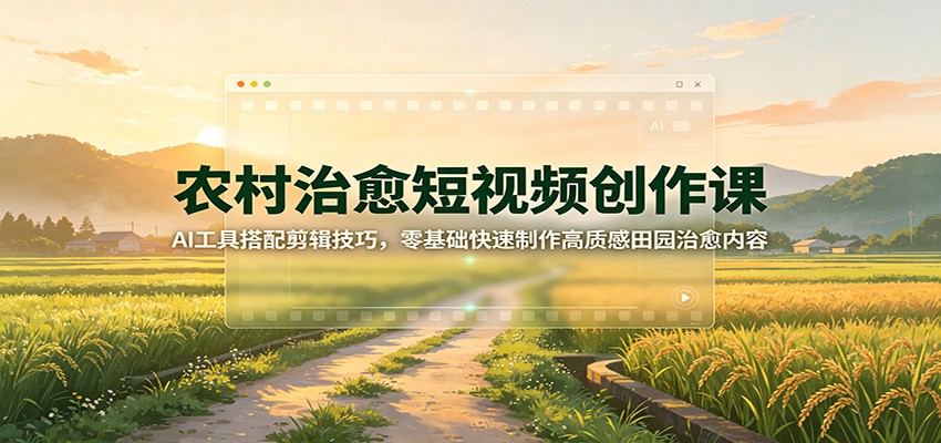 农村治愈短视频创作课：AI工具搭配剪辑技巧，零基础快速制作高质感田园治愈内容-MFXUI中国站