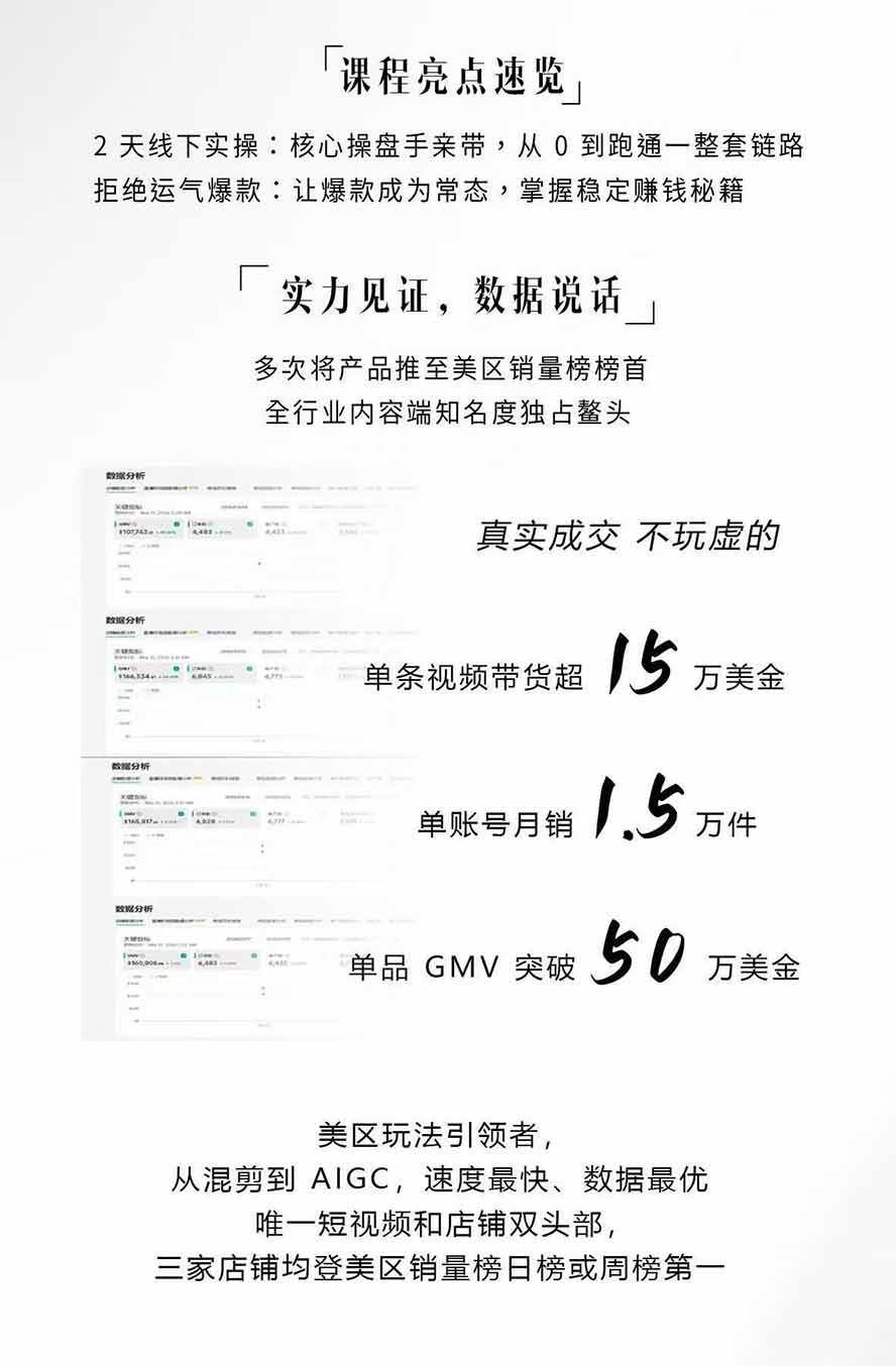 图片[2]-AIGC×TikTok美区短视频带货线下课；两天一夜完整回放，12小时高清视频收录头部操盘手全流程教学-MFXUI中国站