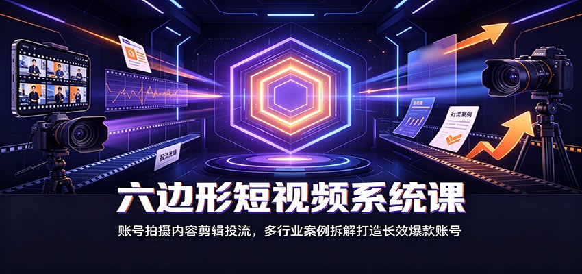 六边形短视频系统课：账号拍摄内容剪辑投流，多行业案例拆解打造长效爆款账号-MFXUI中国站