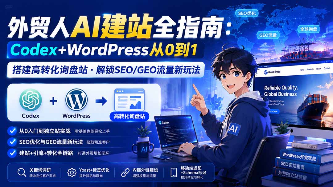 外贸人AI建站全指南：Codex+WordPress从0到1·搭建高转化询盘站·解锁SEO/GEO流量新玩法-更新-MFXUI中国站