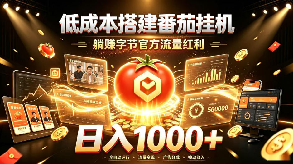 低成本搭建番茄挂G，躺賺字节官方流量红利，日入1k+，全程傻瓜式落地【揭秘】-MFXUI中国站
