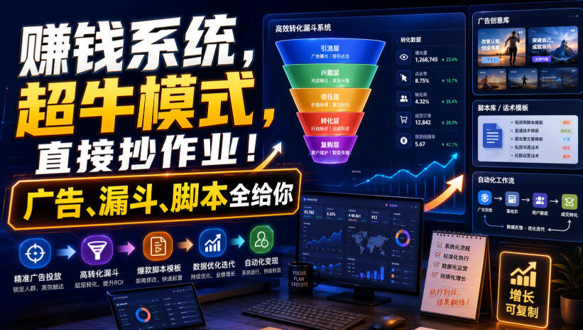 賺钱系统，超牛模式，直接抄作业！广告、漏斗、脚本全给你【原创双语字幕】-MFXUI中国站