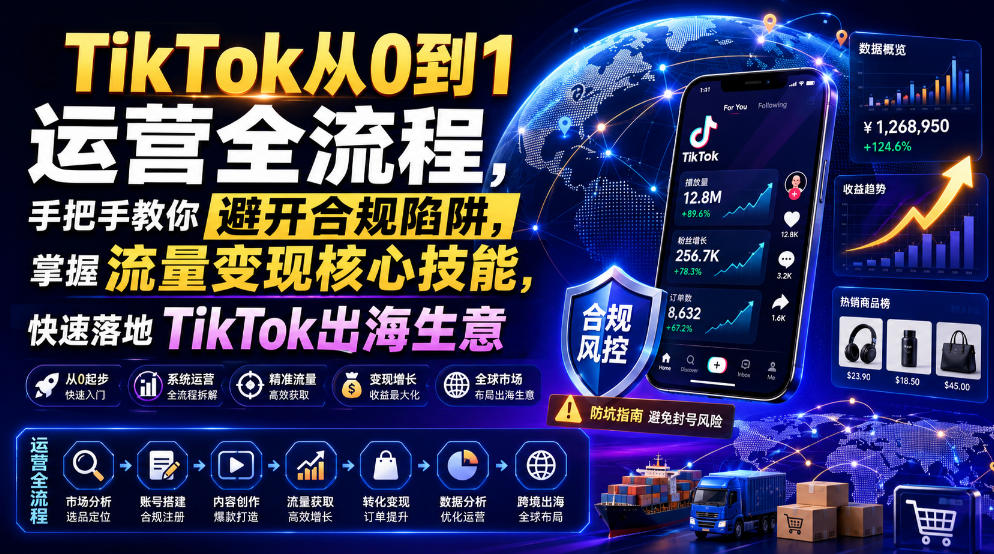 TikTok从0到1运营全流程，手把手教你避开合规陷阱，掌握流量变现核心技能，快速落地TikTok出海生意(更新8月)-MFXUI中国站