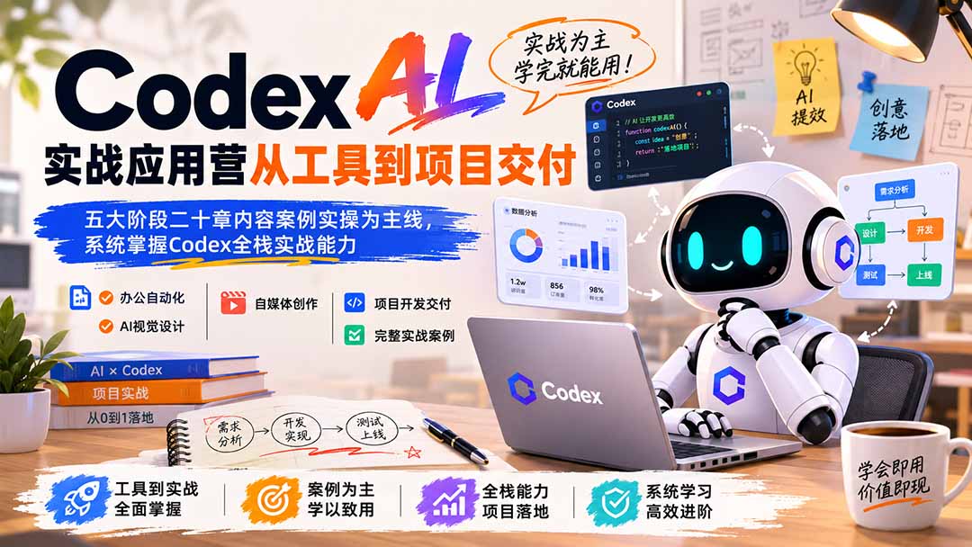 Codex AI实战应用营从工具到项目交付;五大阶段二十章内容案例实操为主线,系统掌握Codex全栈实战能力-MFXUI中国站