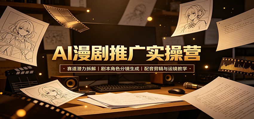 AI漫剧推广实操营：赛道潜力拆解，剧本角色分镜生成，配音剪辑与运镜教学-MFXUI中国站