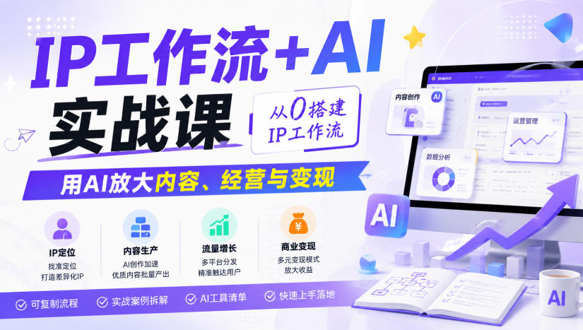 IP工作流+AI实战课，从0搭建IP工作流，用AI放大内容、经营与变现-MFXUI中国站