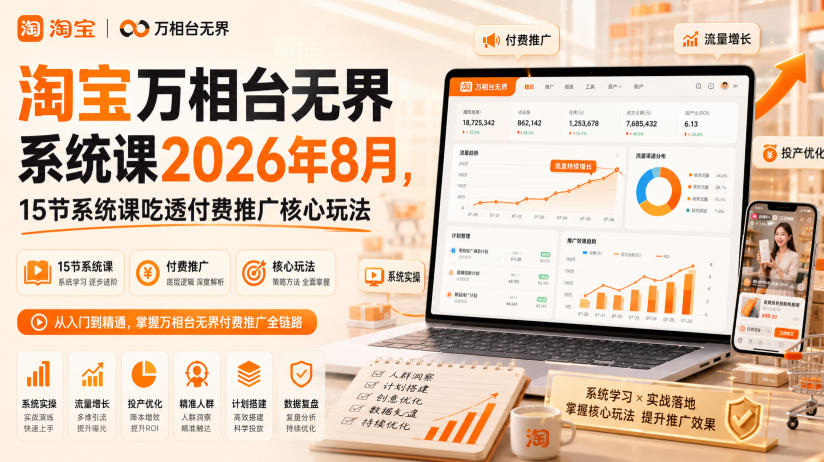 淘宝万相台无界系统课2026年8月，15节系统课吃透付费推广核心玩法-MFXUI中国站