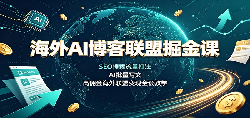 海外AI博客联盟掘金课：SEO搜索流量打法，AI批量写文，高佣金海外联盟变现全套教学-MFXUI中国站