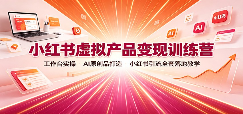 小红书虚拟产品变现训练营：工作台实操，AI原创品打造，小红书引流全套落地教学-MFXUI中国站