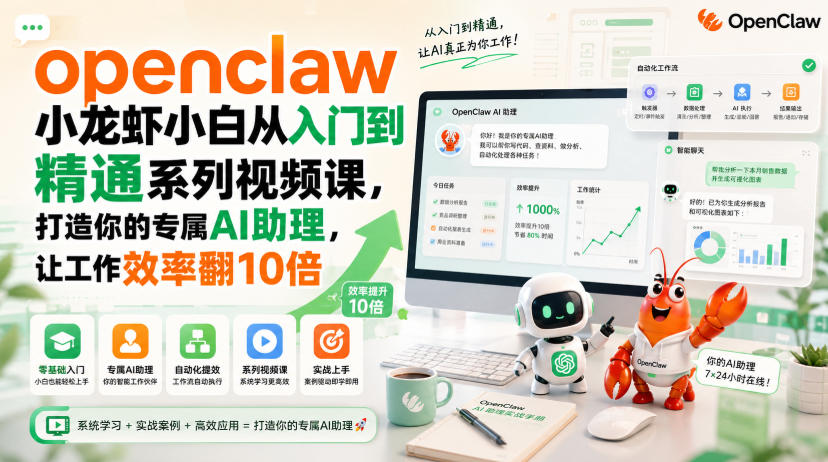 openclaw小龙虾小白从入门到精通系列视频课，打造你的专属AI助理，让工作效率翻10倍-MFXUI中国站