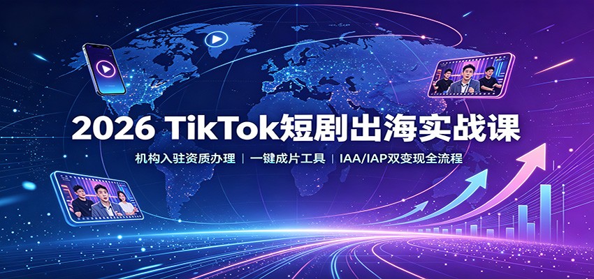 2026 TikTok短剧出海实战课：机构入驻资质办理，一键成片工具，IAA/IAP双变现全流程-MFXUI中国站