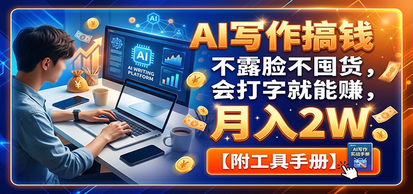 AI写作搞钱：不露脸不囤货，会打字就能赚，月入2W【附工具手册】-MFXUI中国站