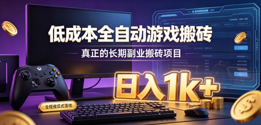 低成本全自动游戏搬砖，真正的长期副业搬砖项目，日入1k+，全程傻瓜式落地【揭秘】-MFXUI中国站