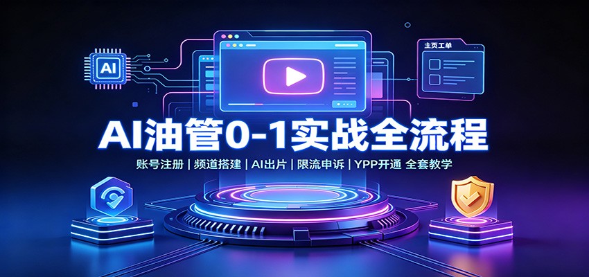 AI油管0-1实战：账号注册频道搭建，AI出片，限流申诉，YPP开通全套教学-MFXUI中国站