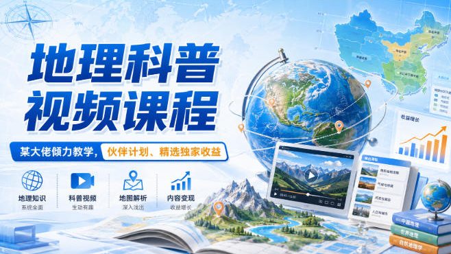 地理科普视频课程，某大佬倾力教学，伙伴计划、精选独家收益-MFXUI中国站
