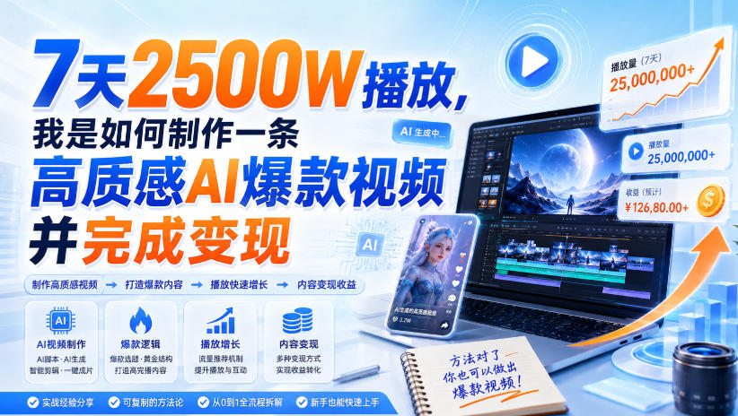 7天2500W播放，我是如何制作一条高质感AI爆款视频并完成变现-MFXUI中国站