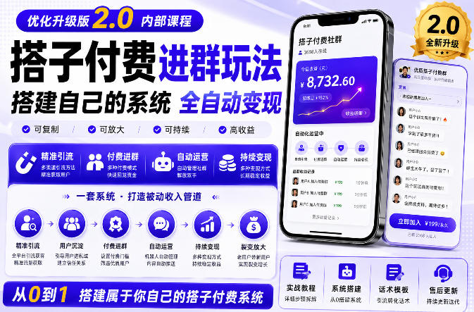 搭建群系统实战项目玩法，搭建整套付费进群系统，实现全天被动收益-MFXUI中国站
