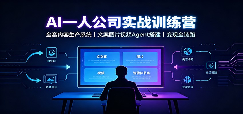 AI创作一人公司实战训练营：全套内容生产系统，文案图片视频Agent搭建变现全链路-MFXUI中国站