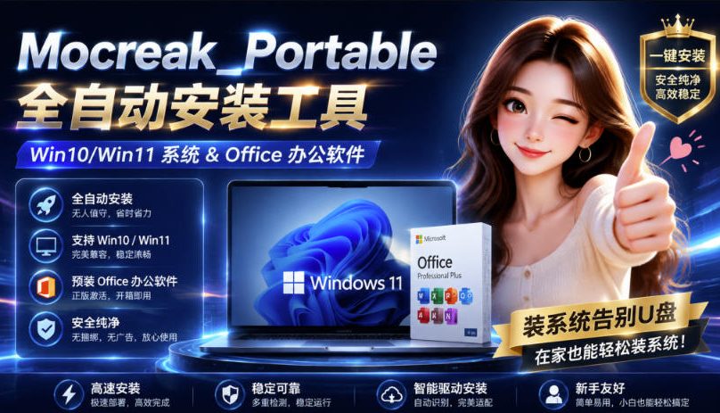 Mocreak全自动安装office和win10、win11系统，告别U盘装系统，使用安全可靠-MFXUI中国站