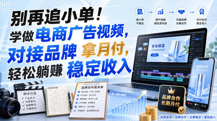 别再追小单！学做电商广告视频，对接品牌拿月付，轻松躺賺稳定收入【原创双语字幕】-MFXUI中国站