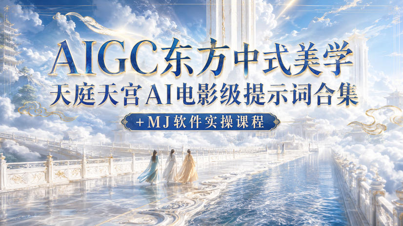 AIGC东方中式美学天庭天宫AI电影级提示词合集+MJ软件实操课程-MFXUI中国站
