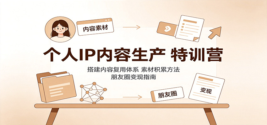 个人IP内容生产特训营：搭建内容复用体系，素材积累方法，朋友圈变现指南-MFXUI中国站