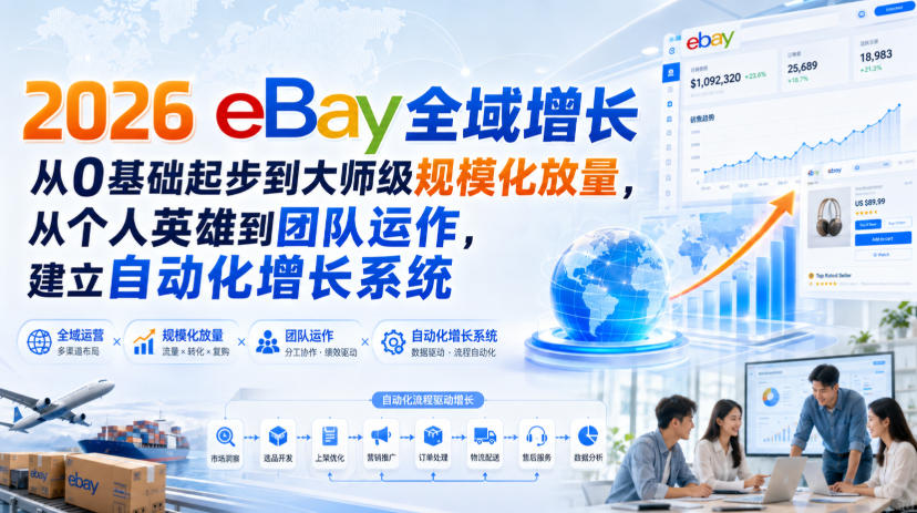 2026 eBay全域增长，从0基础起步到大师级规模化放量，从个人英雄到团队运作，建立自动化增长系统-MFXUI中国站