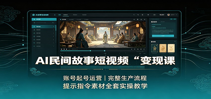 AI民间故事短视频变现课：账号起号运营，完整生产流程，提示指令素材全套实操教学-MFXUI中国站