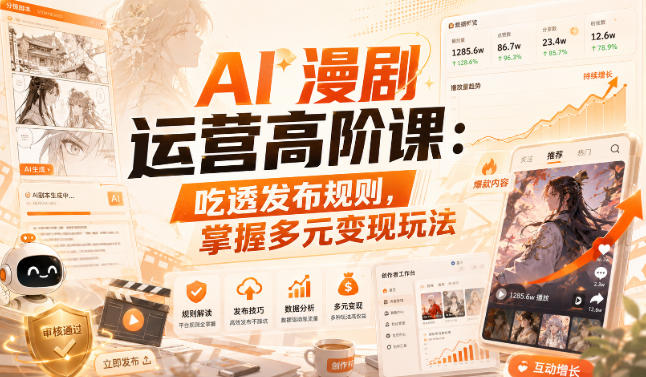 AI漫剧运营高阶课：吃透发布规则，掌握多元变现玩法-MFXUI中国站