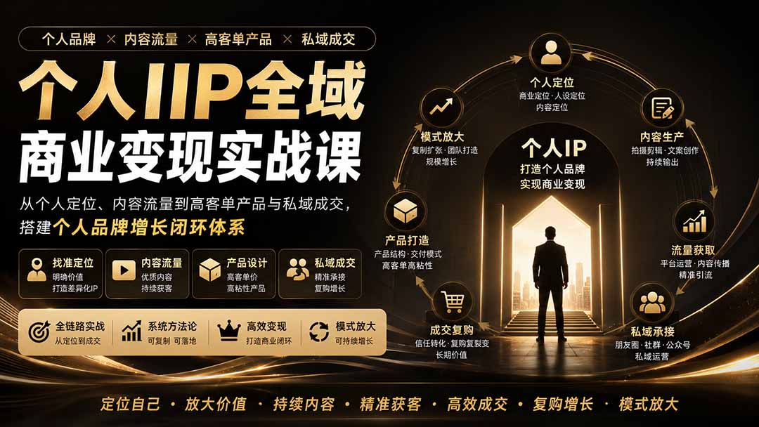 个人IP全域商业变现实战课 (无水印-MFXUI中国站