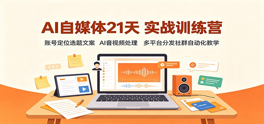 AI自媒体21天实战训练营：账号定位选题文案，AI音视频处理，多平台分发社群自动化教学-MFXUI中国站
