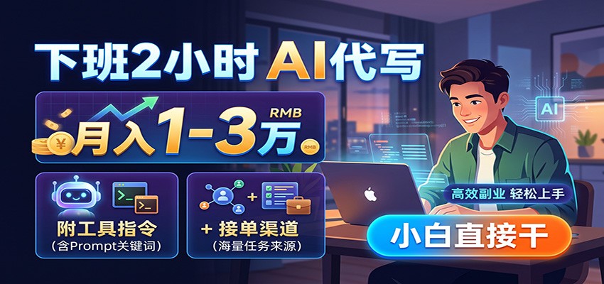 下班2小时AI代写,月入1-3万,附工具指令+接单渠道,小白直接干-MFXUI中国站