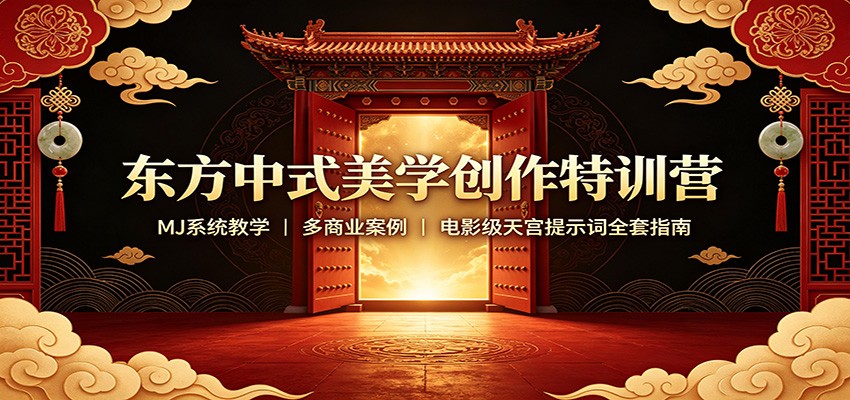 东方中式美学创作特训营：MJ系统教学，多商业案例，电影级天宫提示词全套指南-MFXUI中国站