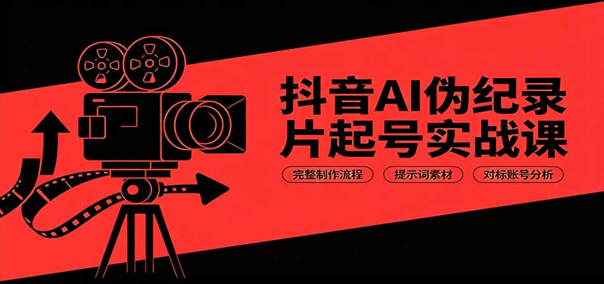 抖音AI伪纪录片起号实战课：完整制作流程，提示词素材，对标账号分析-MFXUI中国站