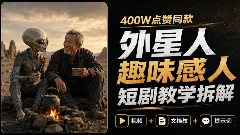 400W点赞同款外星人趣味感人短剧教学拆解，视频+文档教+提示词-MFXUI中国站