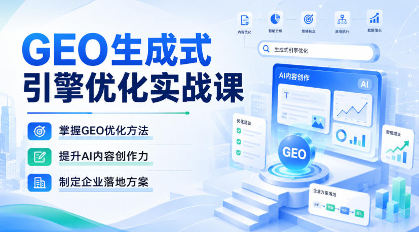 GEO生成式引擎优化实战课,掌握GEO优化方法,提升AI内容创作力,制定企业落地方案-MFXUI中国站