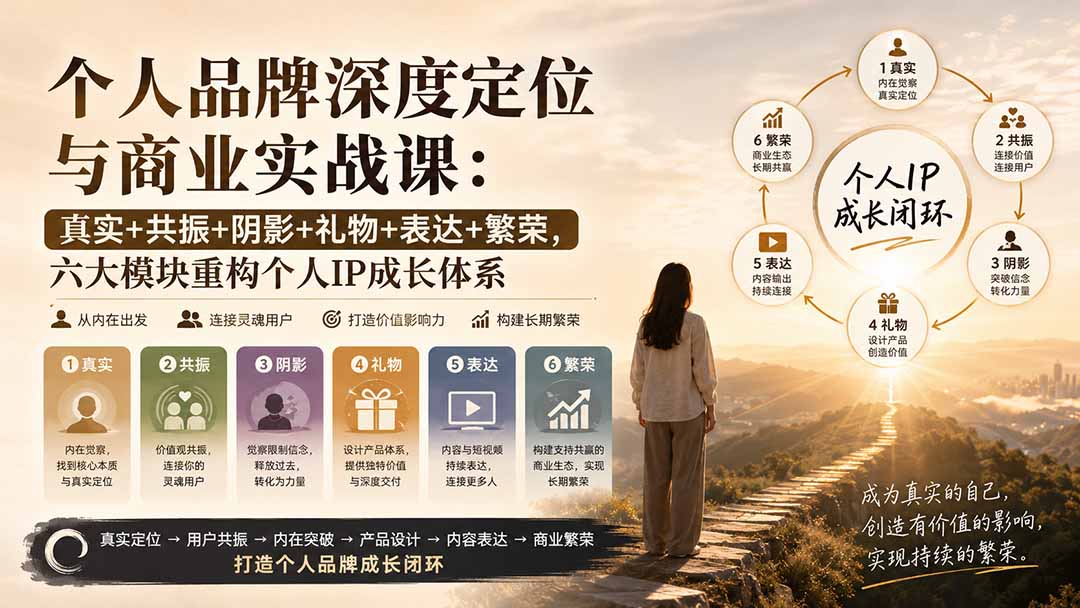 个人品牌深度定位与商业实战课：真实+共振+阴影+礼物+表达+繁荣，六大模块重构个人IP成长体系-MFXUI中国站