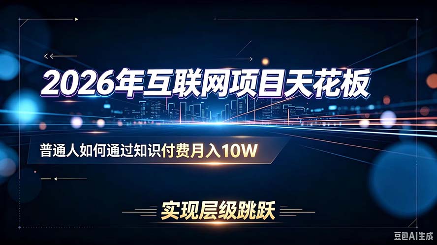 2026年互联网项目天花板：普通人如何通过知识付费月入10W，实现层级跳跃-MFXUI中国站