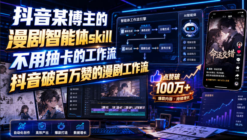 抖音某博主的漫剧智能体skill,不用抽卡的工作流,抖音破百万赞的漫剧工作流(更新)-MFXUI中国站
